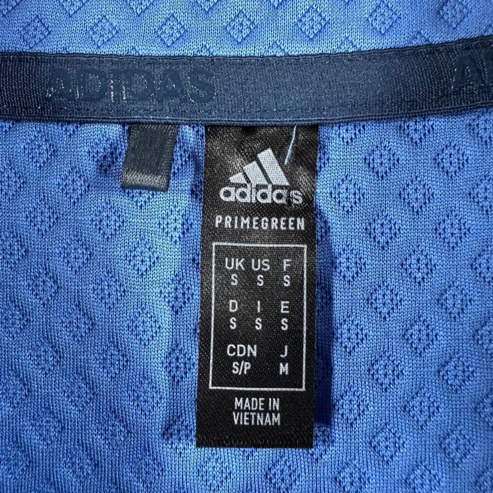 Adidas Pullover Mens S‎ Small Blue Primegreen Waffle Knit 1/4 Zip Golf GU5089